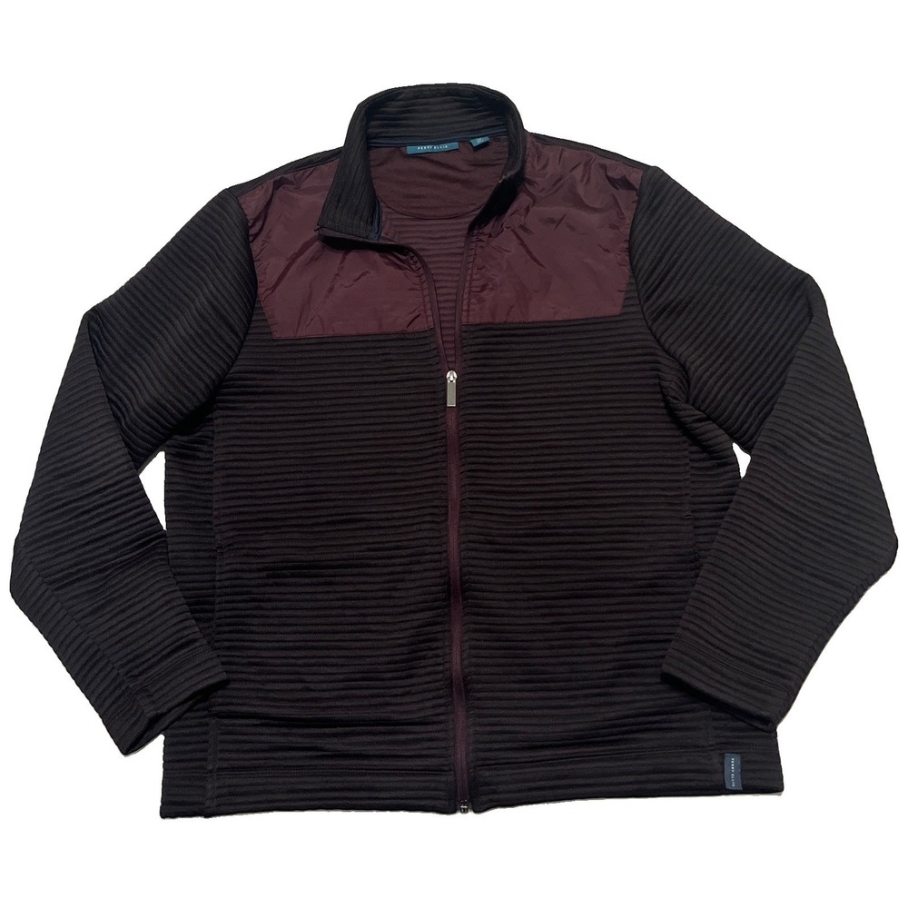 Perry Ellis Men's Colorblock Full-Zip Jacket w/ Pockets Purple Plum L/G